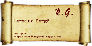 Mersitz Gergő névjegykártya